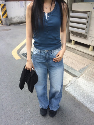 Layered Double Button Unique Sleeveless Top