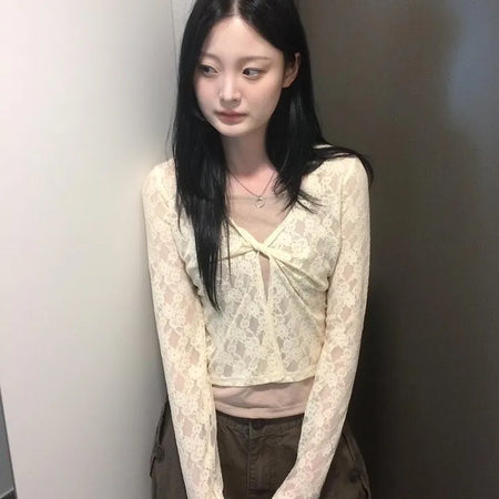 Lace Twist Sleeveless Cardigan Layered Set