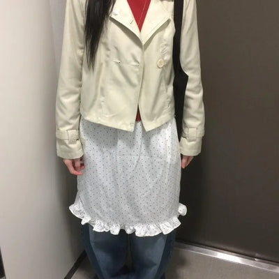 Layered Dot Frill Midi Skirt