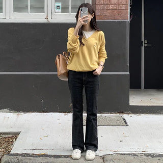 Slim bootcut denim pants