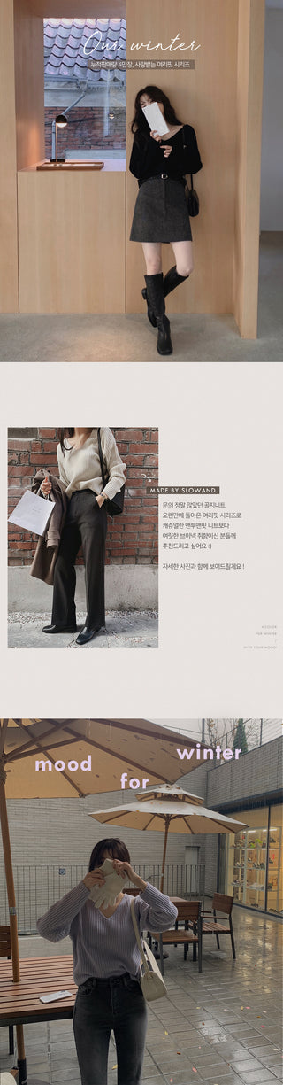 Slim cashmere ribbed knit - 4 colors