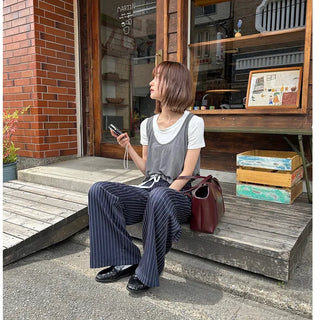 Color-block striped slacks