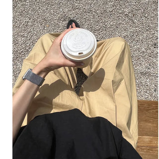 One-tuck banded cotton pants
