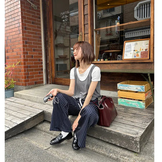 Color-block striped slacks