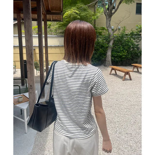Basic single-breasted striped T-shirt