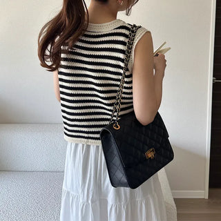 Striped knit sleeveless top