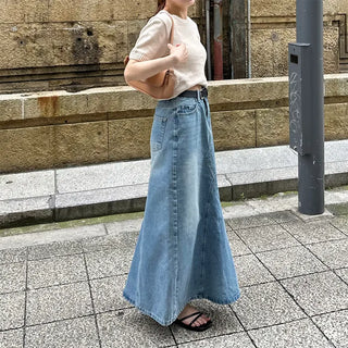 Casual denim long skirt