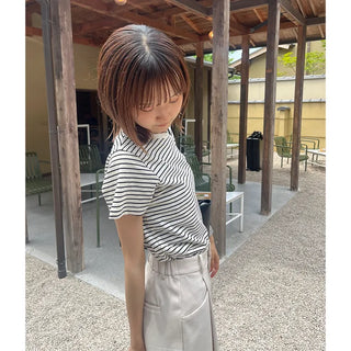 Basic single-breasted striped T-shirt