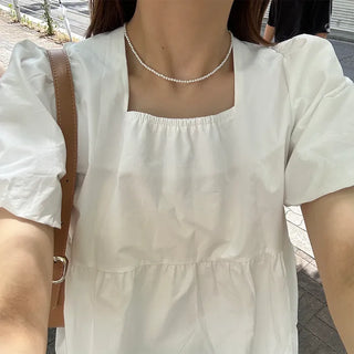 Mini imitation pearl necklace