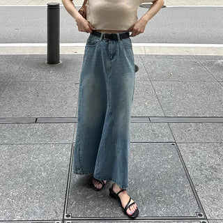Casual denim long skirt