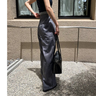 Color-block striped slacks