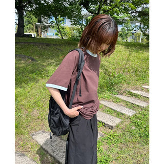 Retro-colored ringer neck T-shirt