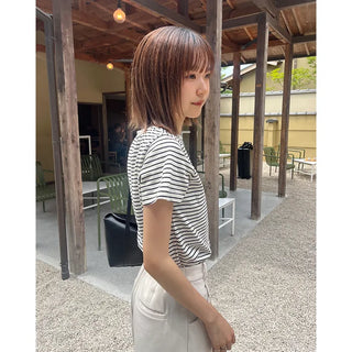 Basic single-breasted striped T-shirt