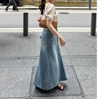 Casual denim long skirt