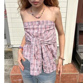 Checkered shirt top