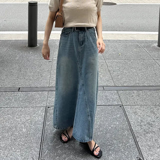 Casual denim long skirt