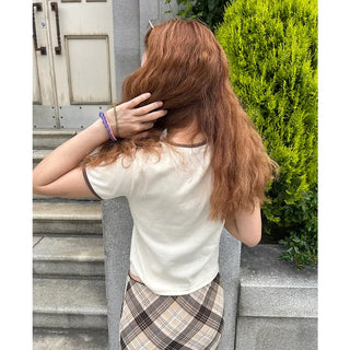 Two-tone block ringer neck T-shirt