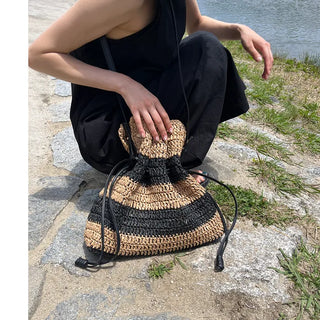 Rattan-colored shoulder bag