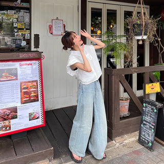 Puff-sleeve shirred shirt