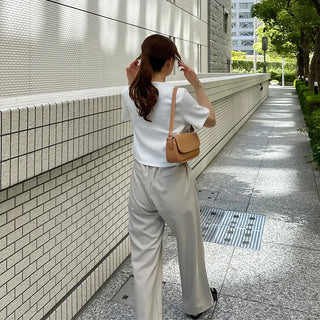Round-button collarless half-sleeve jacket