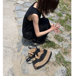 Rattan-colored shoulder bag