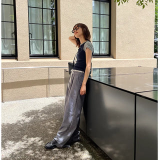 Color-block striped slacks