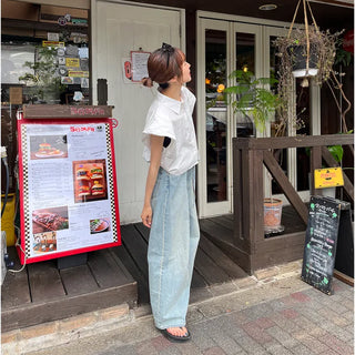 Puff-sleeve shirred shirt