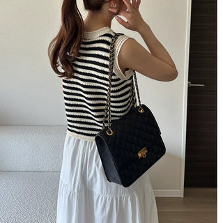 Striped knit sleeveless top
