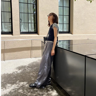 Color-block striped slacks