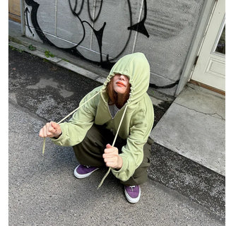 Cropped Hooded Zip-Up