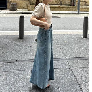 Casual denim long skirt