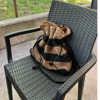 Rattan-colored shoulder bag