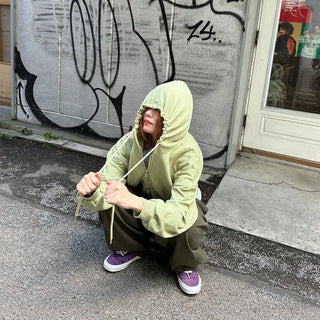 Cropped Hooded Zip-Up