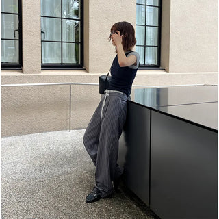 Color-block striped slacks
