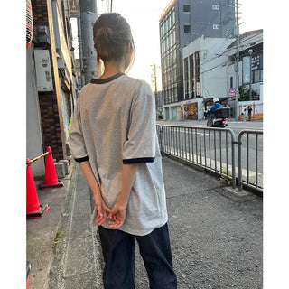 Retro-colored ringer neck T-shirt