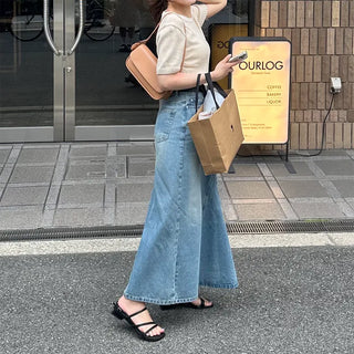 Casual denim long skirt