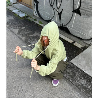 Cropped Hooded Zip-Up