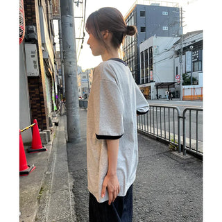 Retro-colored ringer neck T-shirt