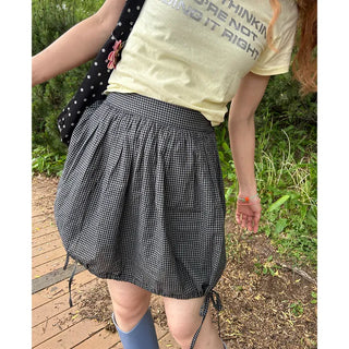 String check mini skirt
