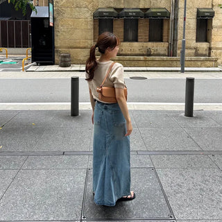 Casual denim long skirt