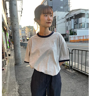 Retro-colored ringer neck T-shirt