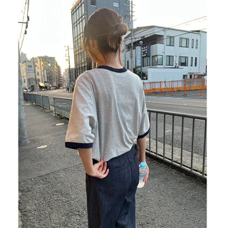 Retro-colored ringer neck T-shirt