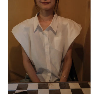 Puff-sleeve shirred shirt