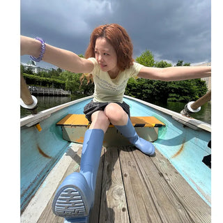Colored long rain boots