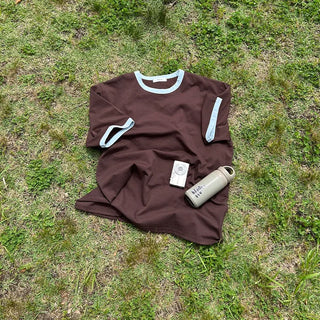 Retro-colored ringer neck T-shirt