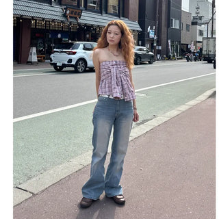 Checkered shirt top