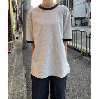 Retro-colored ringer neck T-shirt