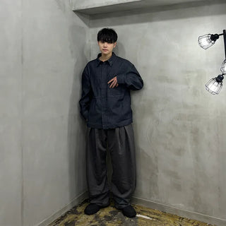 Non-washed denim shirt jacket