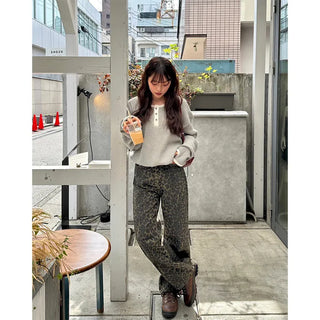 Leopard print cotton pants