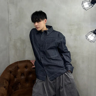 Non-washed denim shirt jacket